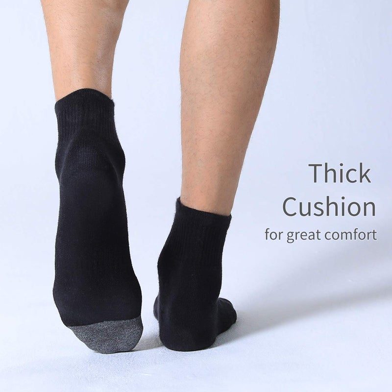 FITRELL 6 Pack Men's Athletic Ankle Socks Cushioned Sports Running Socks, Shoe Size 9-12, Black - Image 5